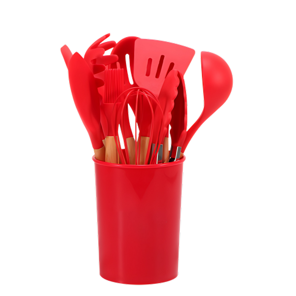 Wearclo | 12 Piece Kitchen Utensil Set with Bamboo Handles