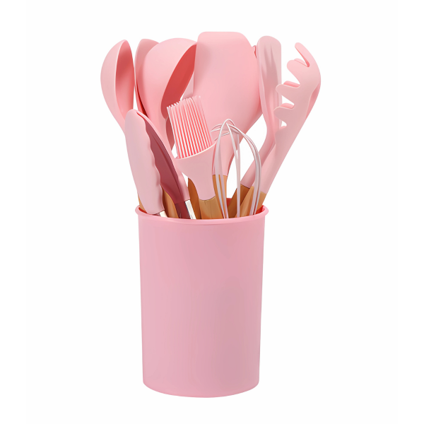 Wearclo | 12 Piece Kitchen Utensil Set with Bamboo Handles