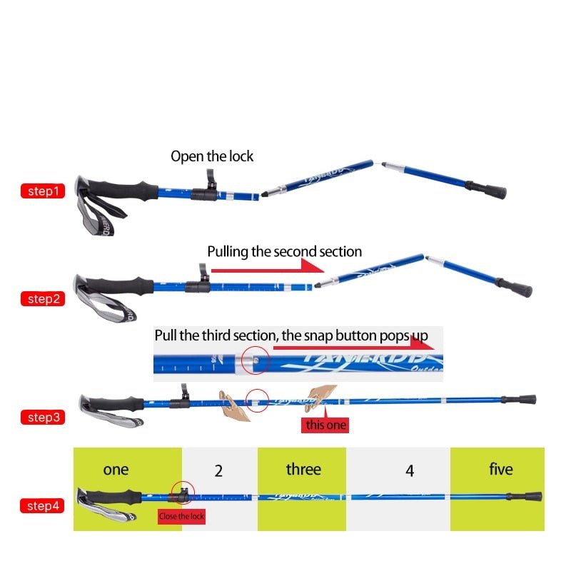 Wearclo | Adjustable Trekking Poles - Lightweight & Foldable for Hiking & Walking