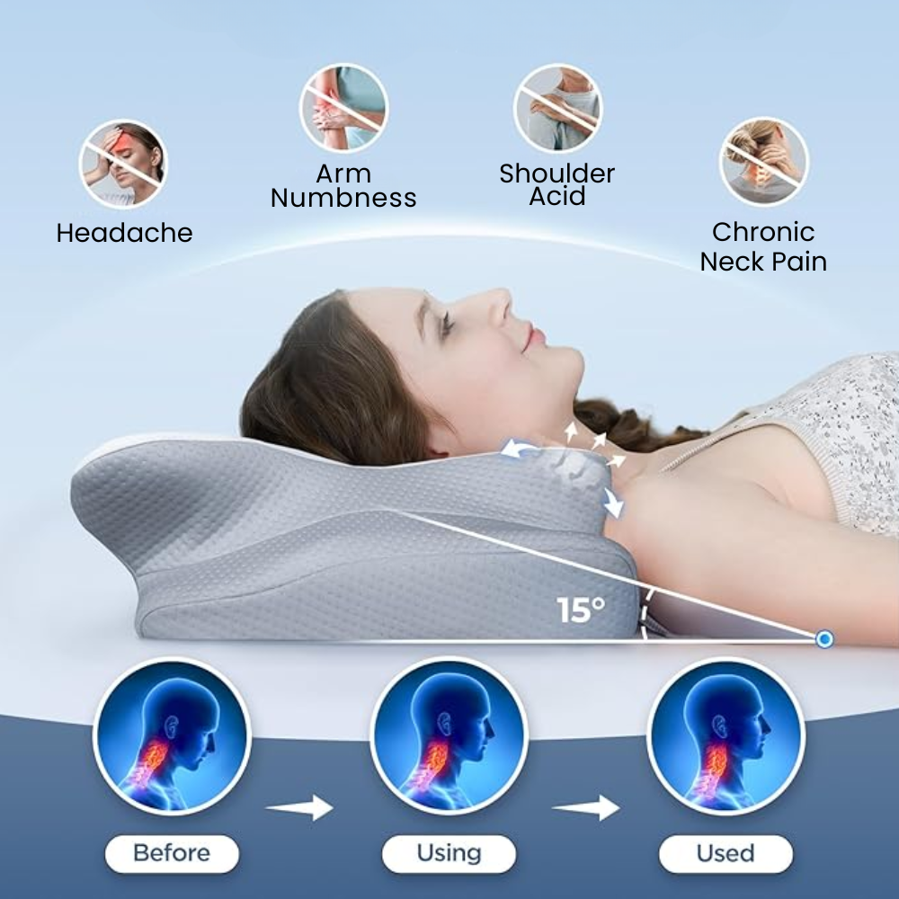 Wearclo | Anti-Snore Pillow | Ergonomic Neck and Head Support | White