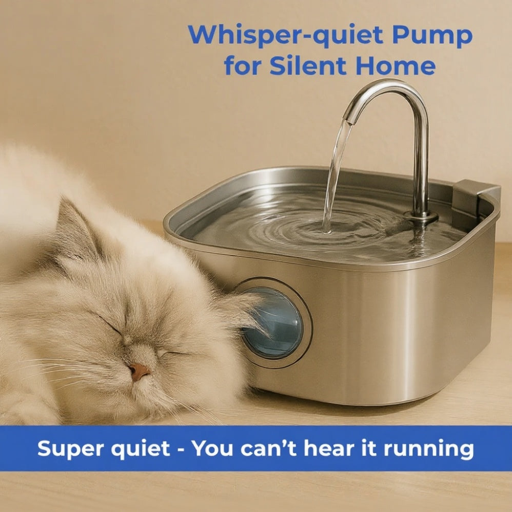 Wearclo | AquaSoft Whisper Quiet Pet Drinking Fountain – 3.2L with LED, Stainless Steel & 5-Stage Filtration