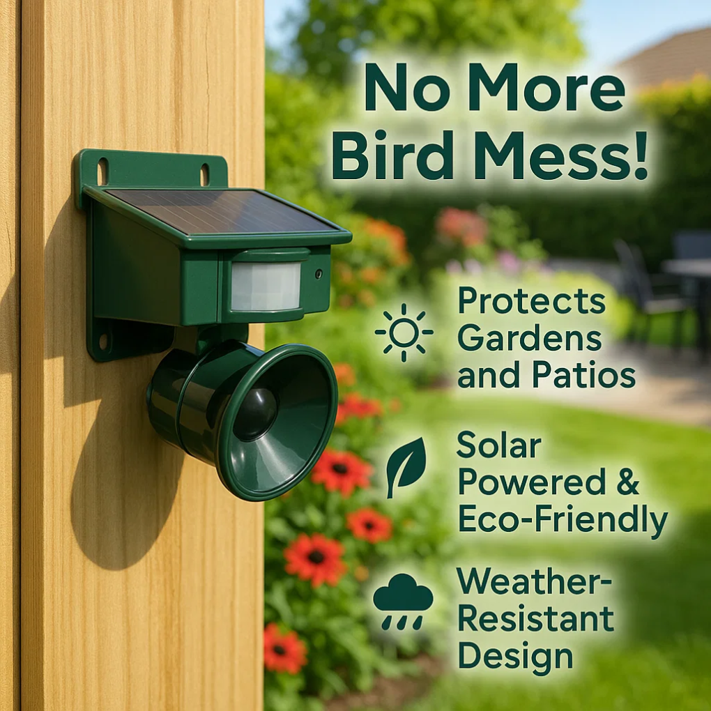 Wearclo | Bird Repeller with Motion Sensor Ultrasonic Solar Energy