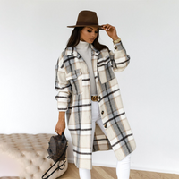 Wearclo | Women's Cozy Plaid Longline Coat