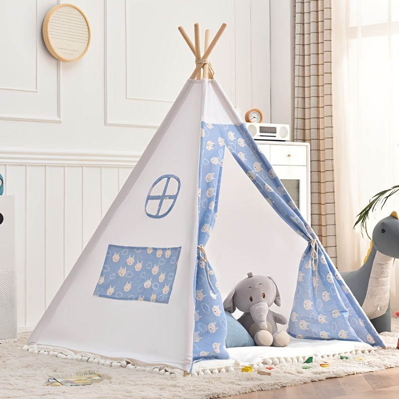 Wearclo | Children's Tipi Tent - Playful Cotton Teepee with Pom-Pom Trim