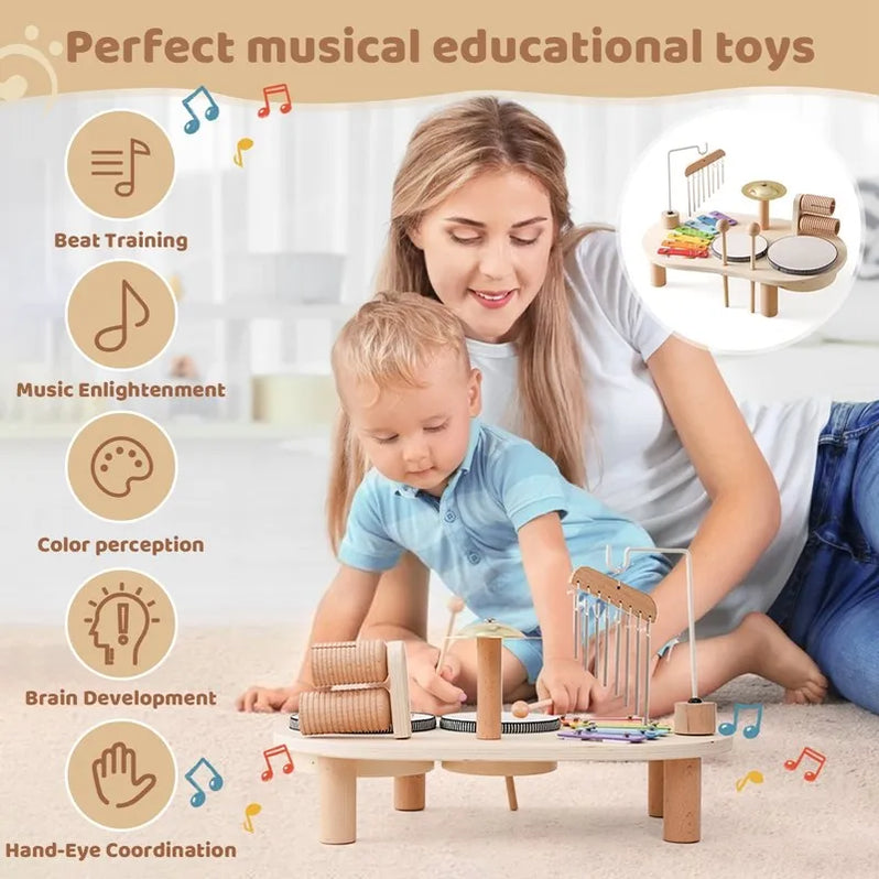Wearclo | Children's Wooden Music Station with Xylophone & Drums