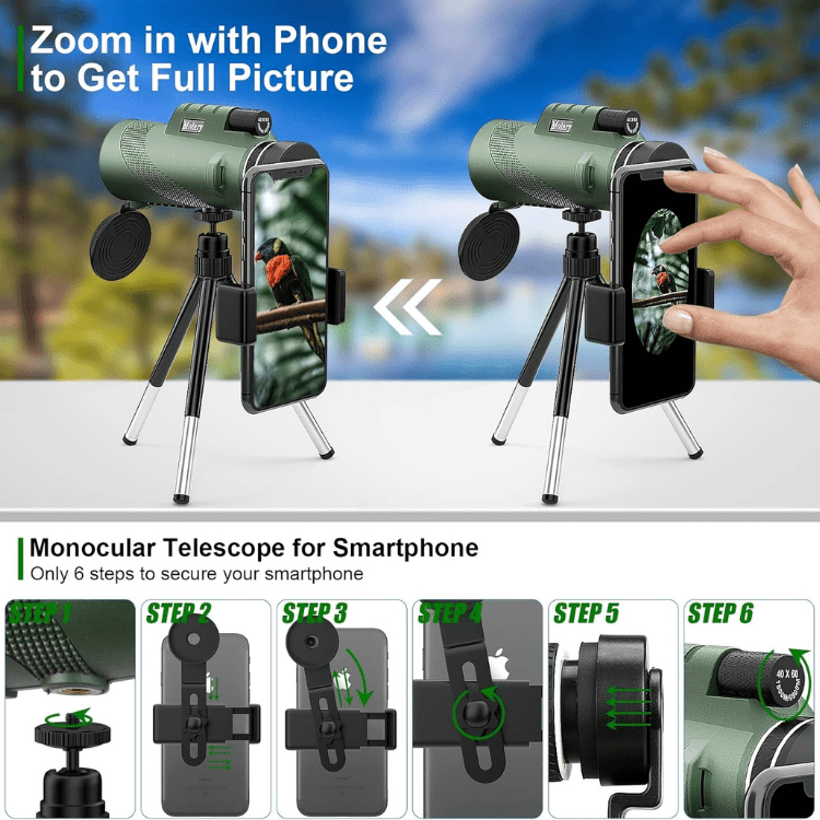 Wearclo | Compact 600x Ultra-Zoom Monocular | HD Lens, Lightweight & Perfect for Hiking, Birdwatching, and Sports Events
