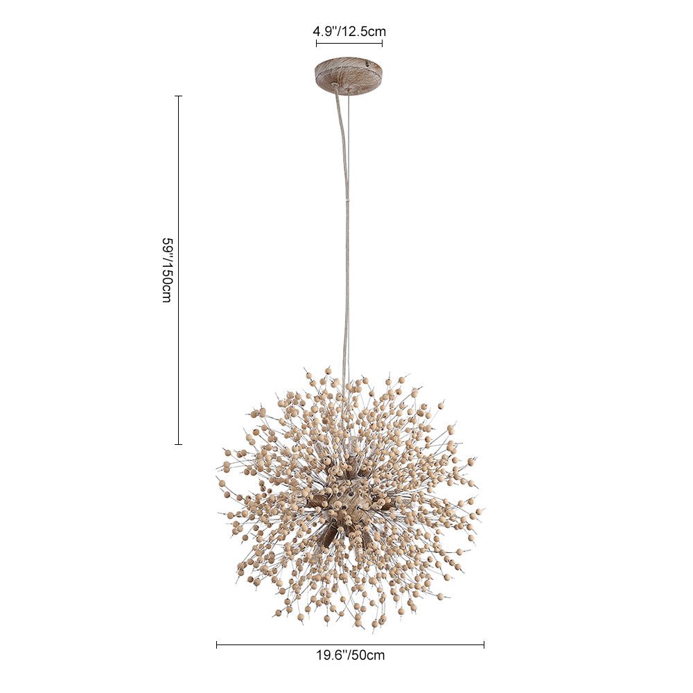 Wearclo | Dandelion Pendant Light with Wooden Beads | Firework Starburst Design