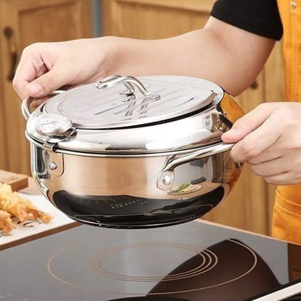 Wearclo | Deep Fryer with Thermometer and Draining Rack