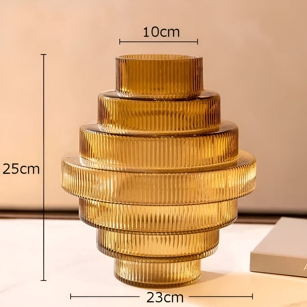 Wearclo | Elegant Amber Glass Vase - Contemporary Decorative Piece for Stylish Living Spaces