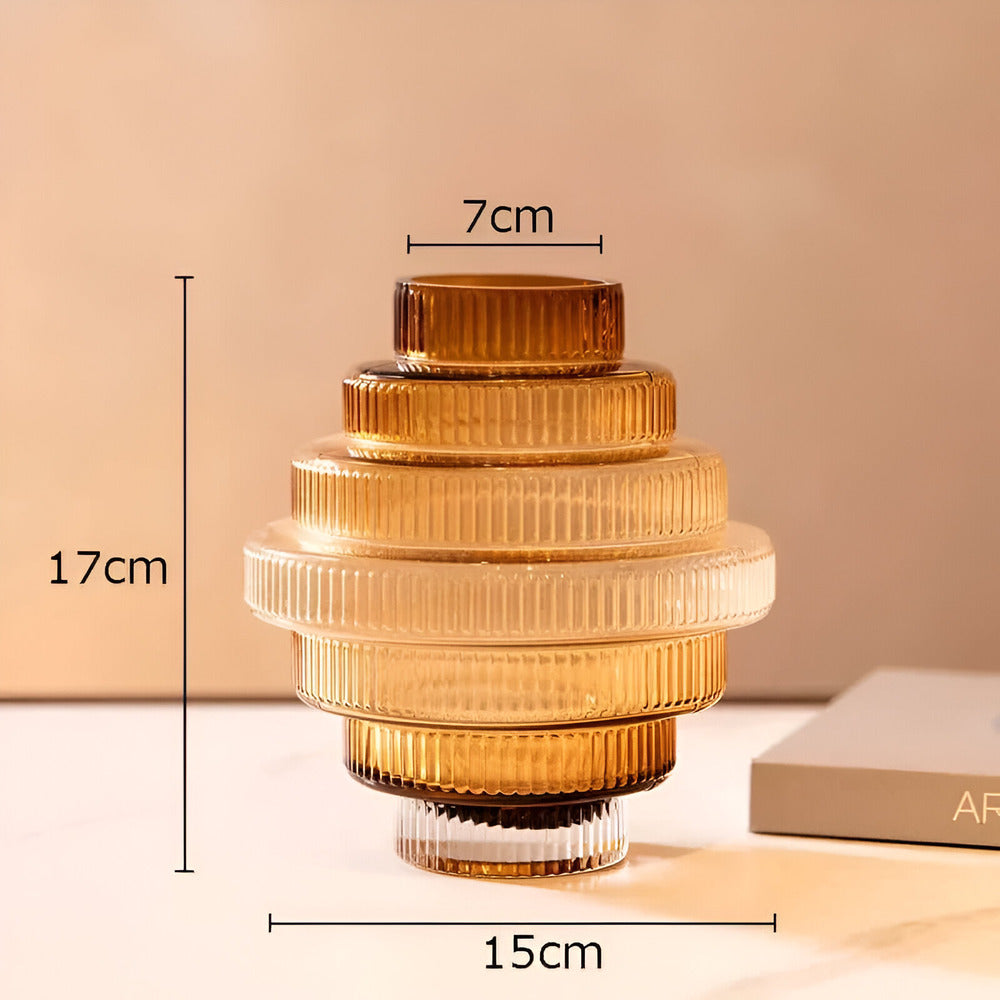 Wearclo | Elegant Amber Glass Vase - Contemporary Decorative Piece for Stylish Living Spaces