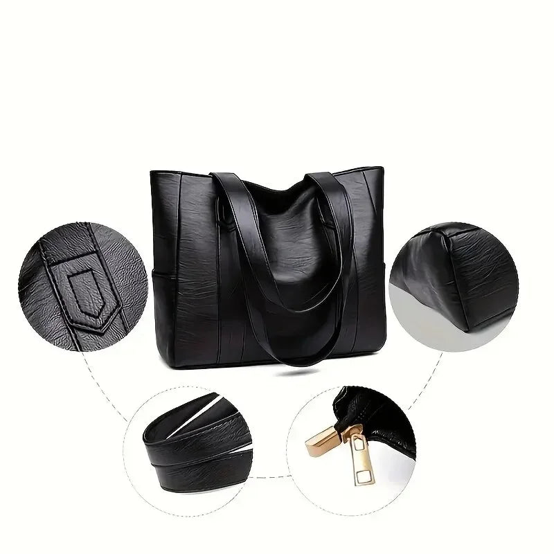 Wearclo | Elegant leather shoulder bag with a retro touch and smooth surface