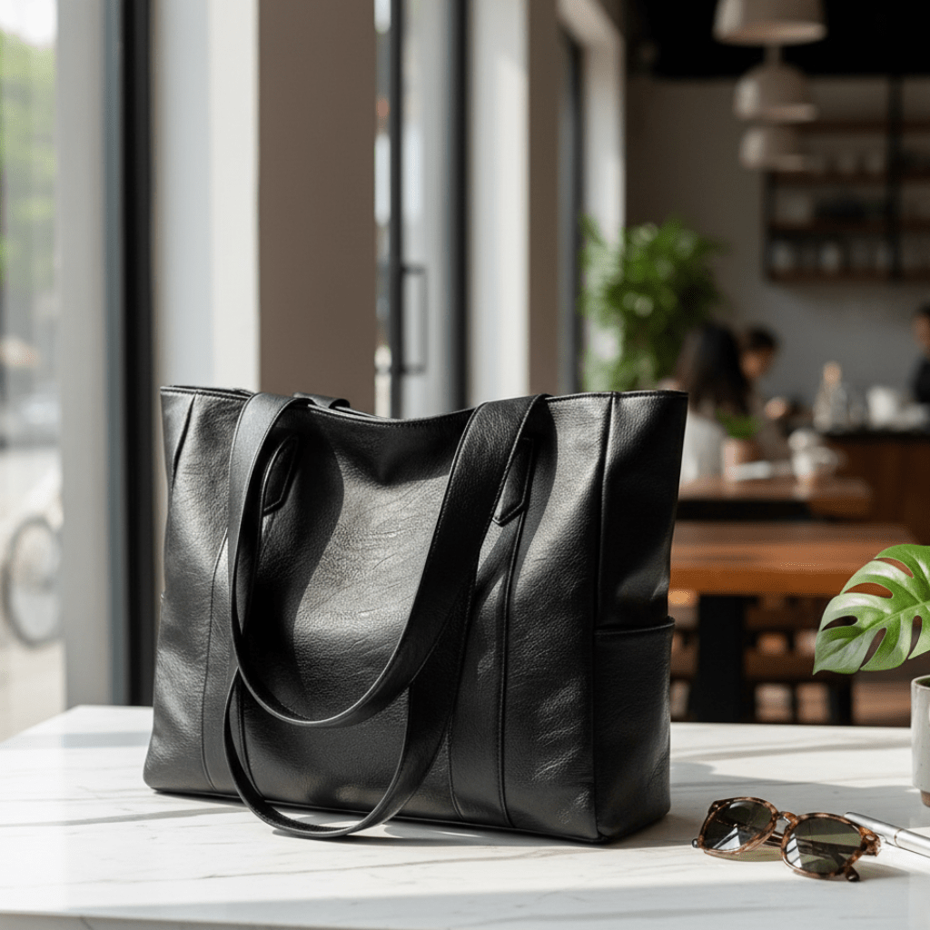 Wearclo | Elegant leather shoulder bag with a retro touch and smooth surface