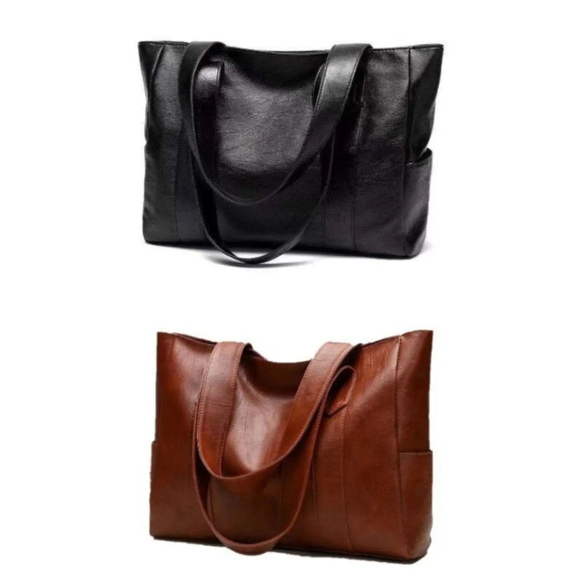 Wearclo | Elegant leather shoulder bag with a retro touch and smooth surface