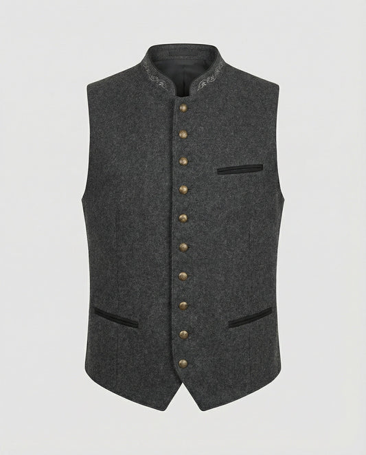 Wearclo - Elegant Men's Traditional Waistcoat Gray