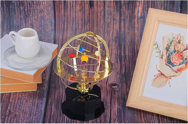 Wearclo | Grand Orrery Model Handcrafted Mechanical Brass Solar System Replica (5 Planets)