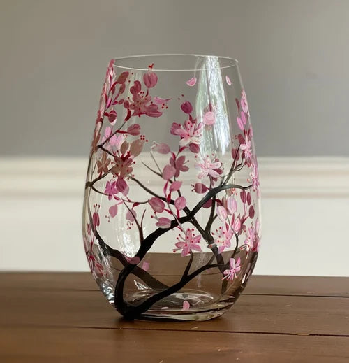 Wearclo | Hand Painted Four Seasons Tree Wine Glasses | Unique Art