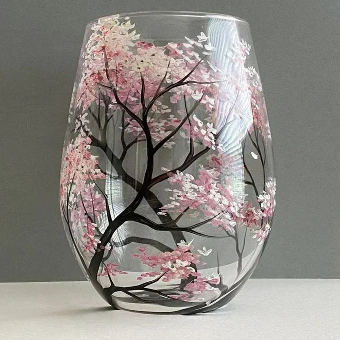 Wearclo | Hand Painted Four Seasons Tree Wine Glasses | Unique Art