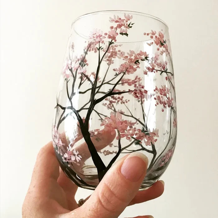 Wearclo | Hand Painted Four Seasons Tree Wine Glasses | Unique Art