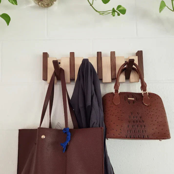 Wearclo | HarmonyCoat Piano Coat Rack | Wall Mounted with Hooks | Solid Wood