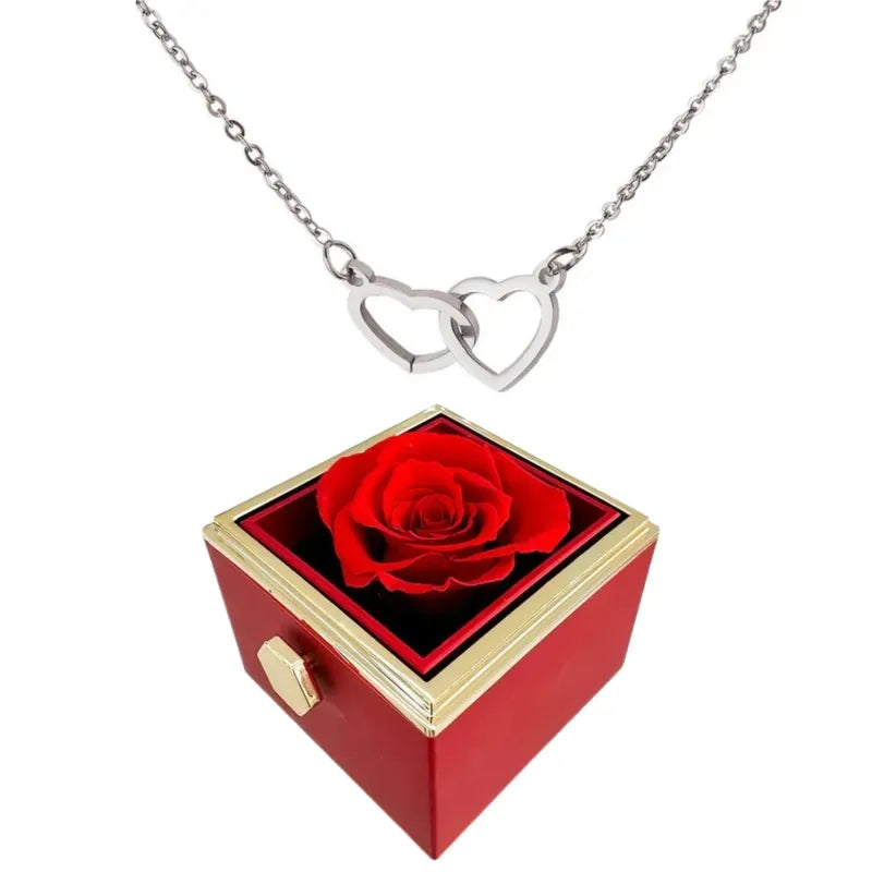 Wearclo | Heart Necklace with Rotating Rose Gift Box