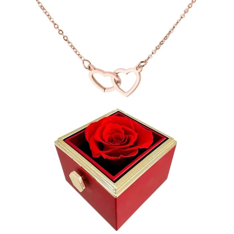 Wearclo | Heart Necklace with Rotating Rose Gift Box
