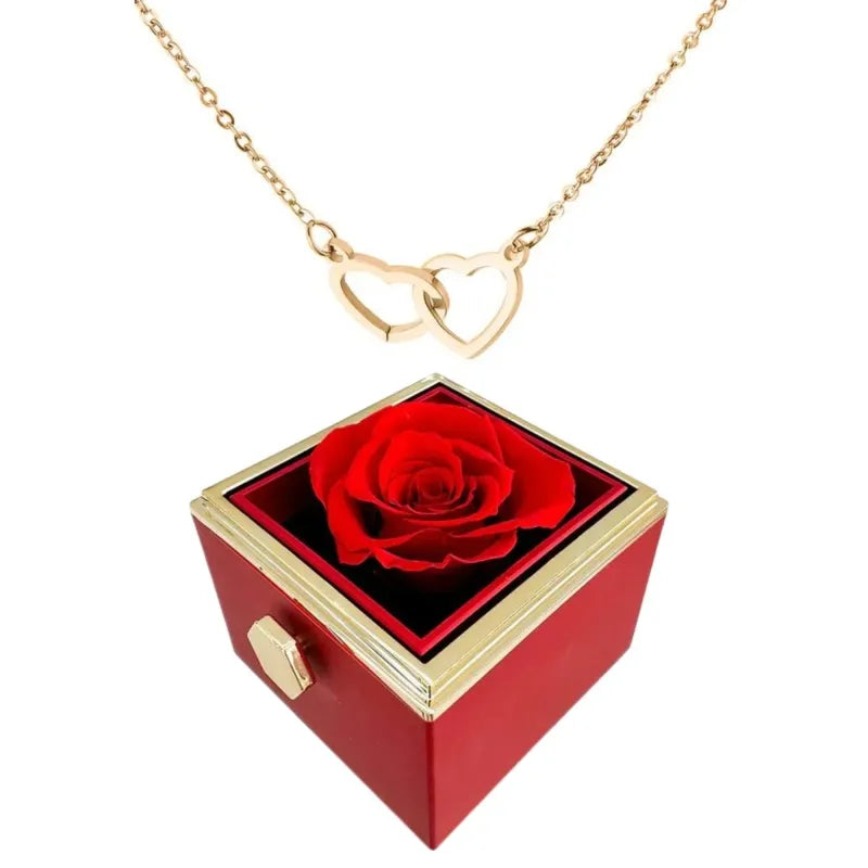 Wearclo | Heart Necklace with Rotating Rose Gift Box