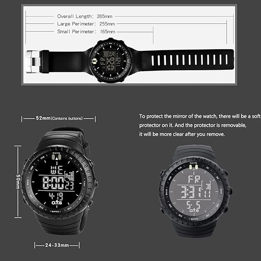 Wearclo | Henry Waterproof Men’s Digital Sports Watch – Shockproof, Tactical & LED Backlit Outdoor Timepiece