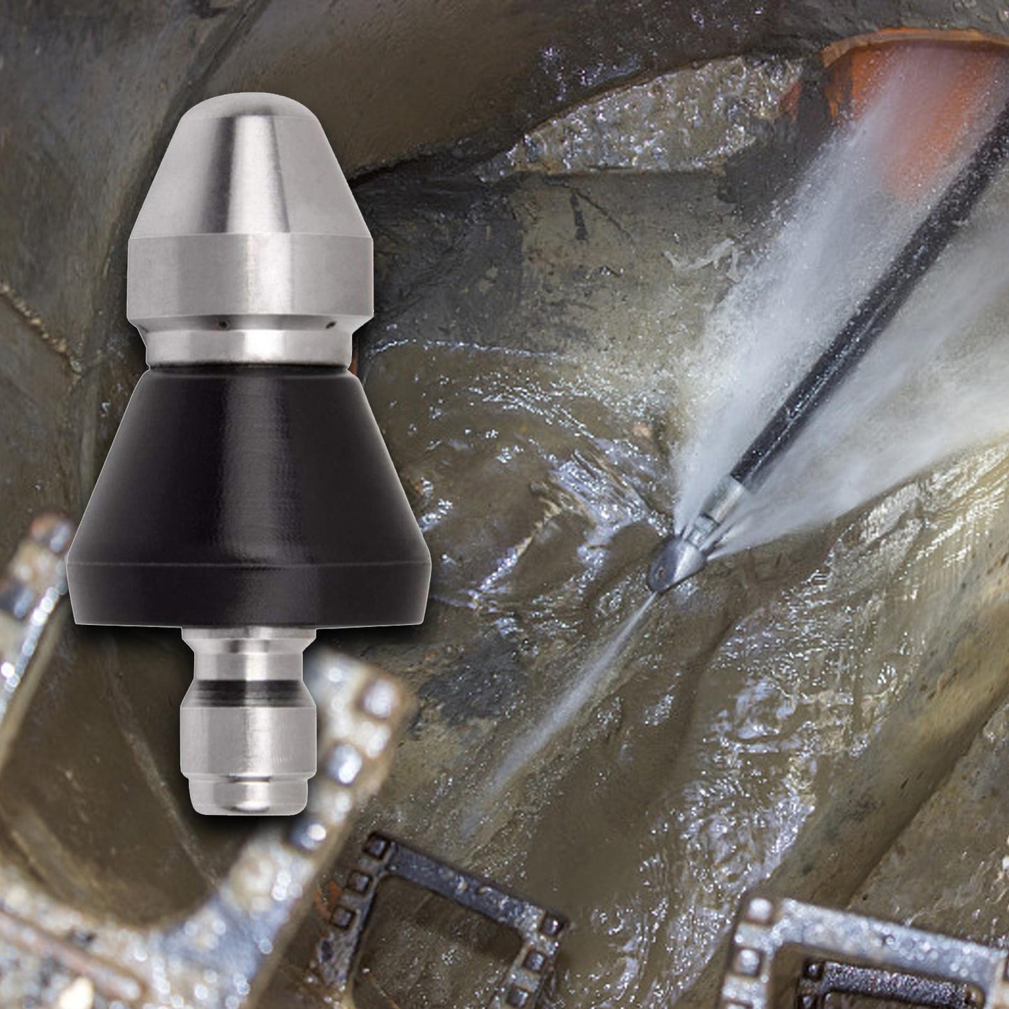 Wearclo | High-Pressure Drain Jetting Nozzle – Stainless Steel Sewer Cleaning Sprayer for Fast Pipe Unblocking