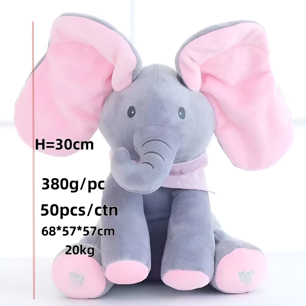 Wearclo | Interactive Peek-a-Boo Elephant Plush Toy with Moving Ears