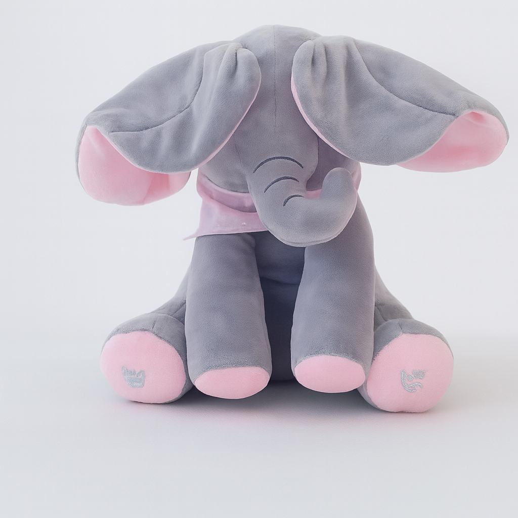 Wearclo | Interactive Peek-a-Boo Elephant Plush Toy with Moving Ears