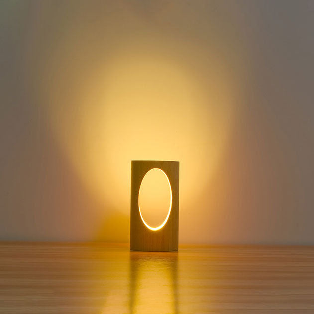 Wearclo | Japanese Solid Wood Rectangular Column LED Night Lamp USB Table Lamp