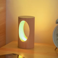 Wearclo | Modern Wood Column LED Table Lamp, USB Powered