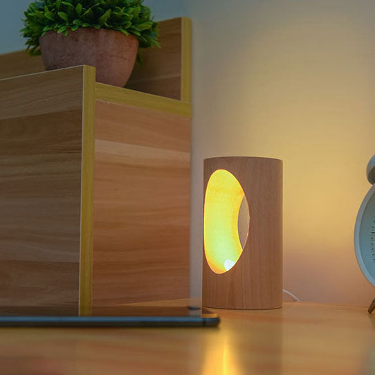 Wearclo | Japanese Solid Wood Rectangular Column LED Night Lamp USB Table Lamp