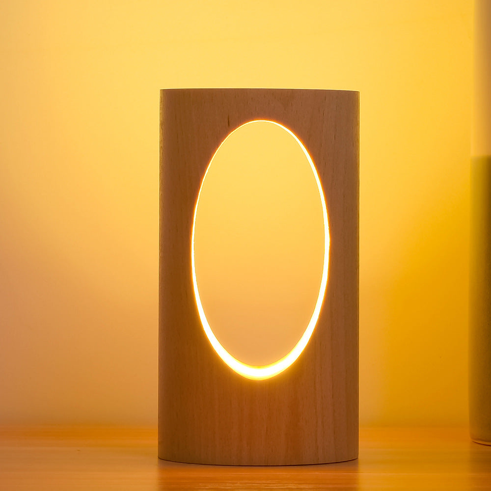 Wearclo | Japanese Solid Wood Rectangular Column LED Night Lamp USB Table Lamp