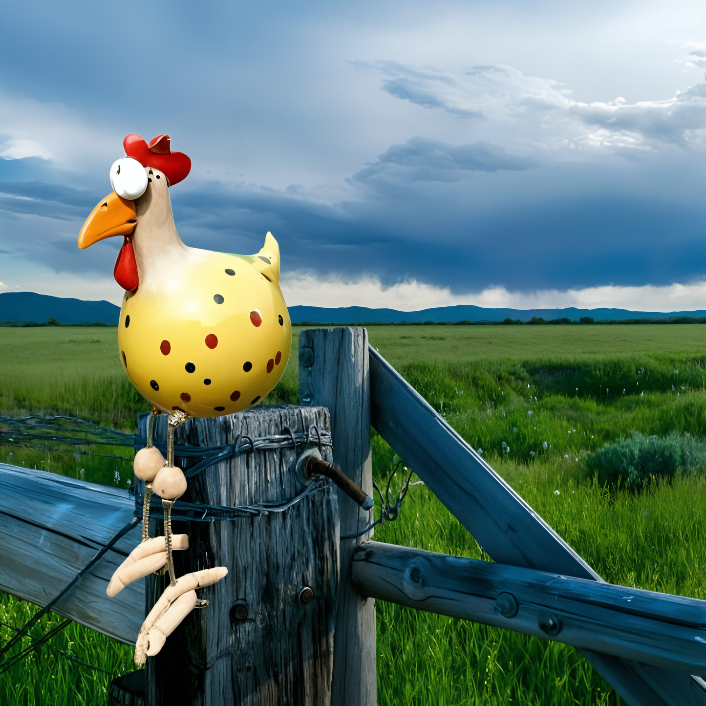 Wearclo | Large-Eyed Chicken Statue - Weatherproof Resin Craft - Rooster Garden Statue