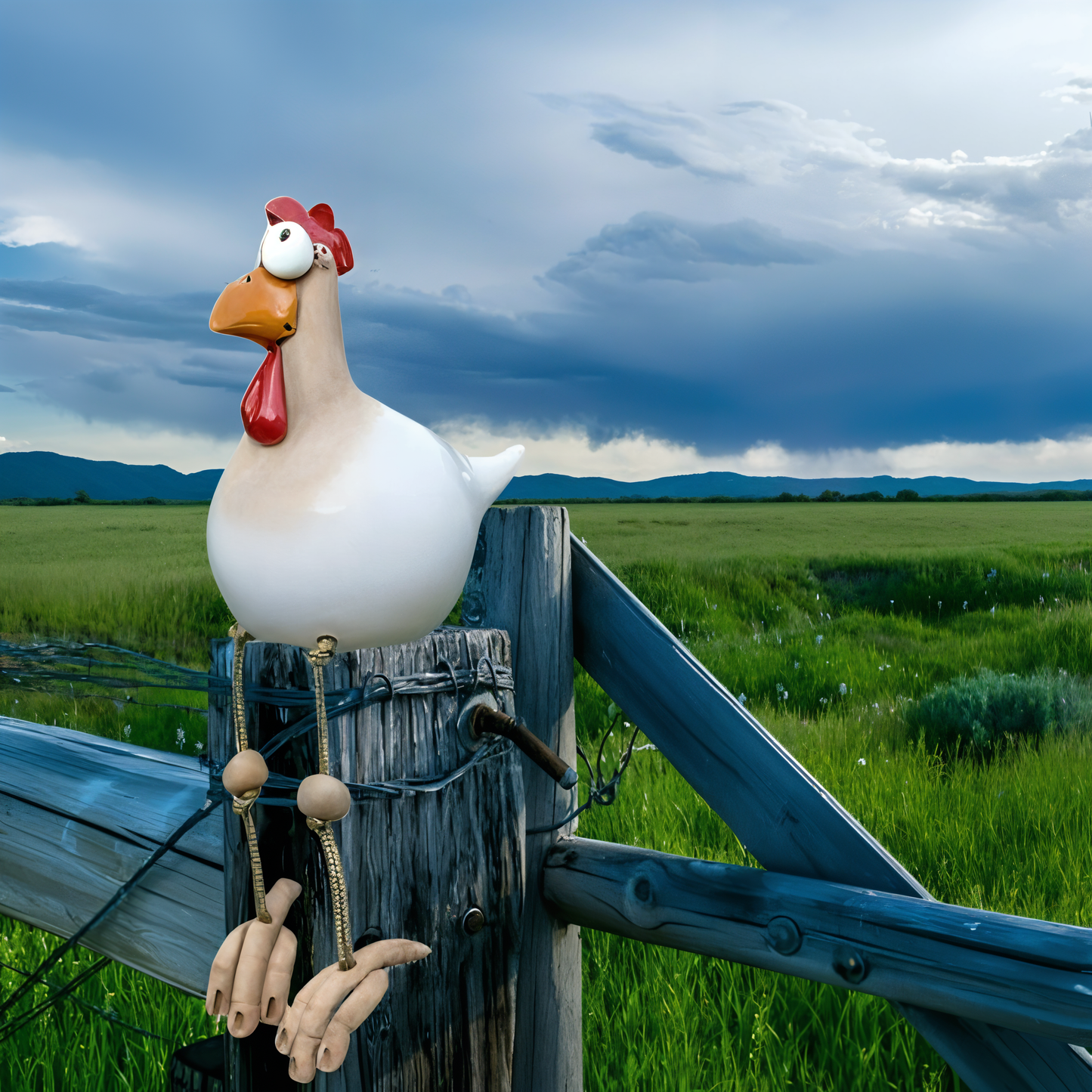Wearclo | Large-Eyed Chicken Statue - Weatherproof Resin Craft - Rooster Garden Statue