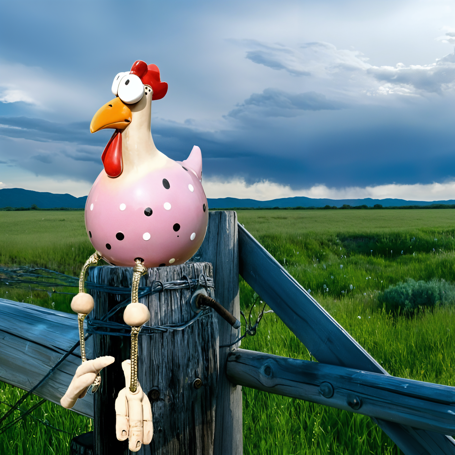 Wearclo | Large-Eyed Chicken Statue - Weatherproof Resin Craft - Rooster Garden Statue