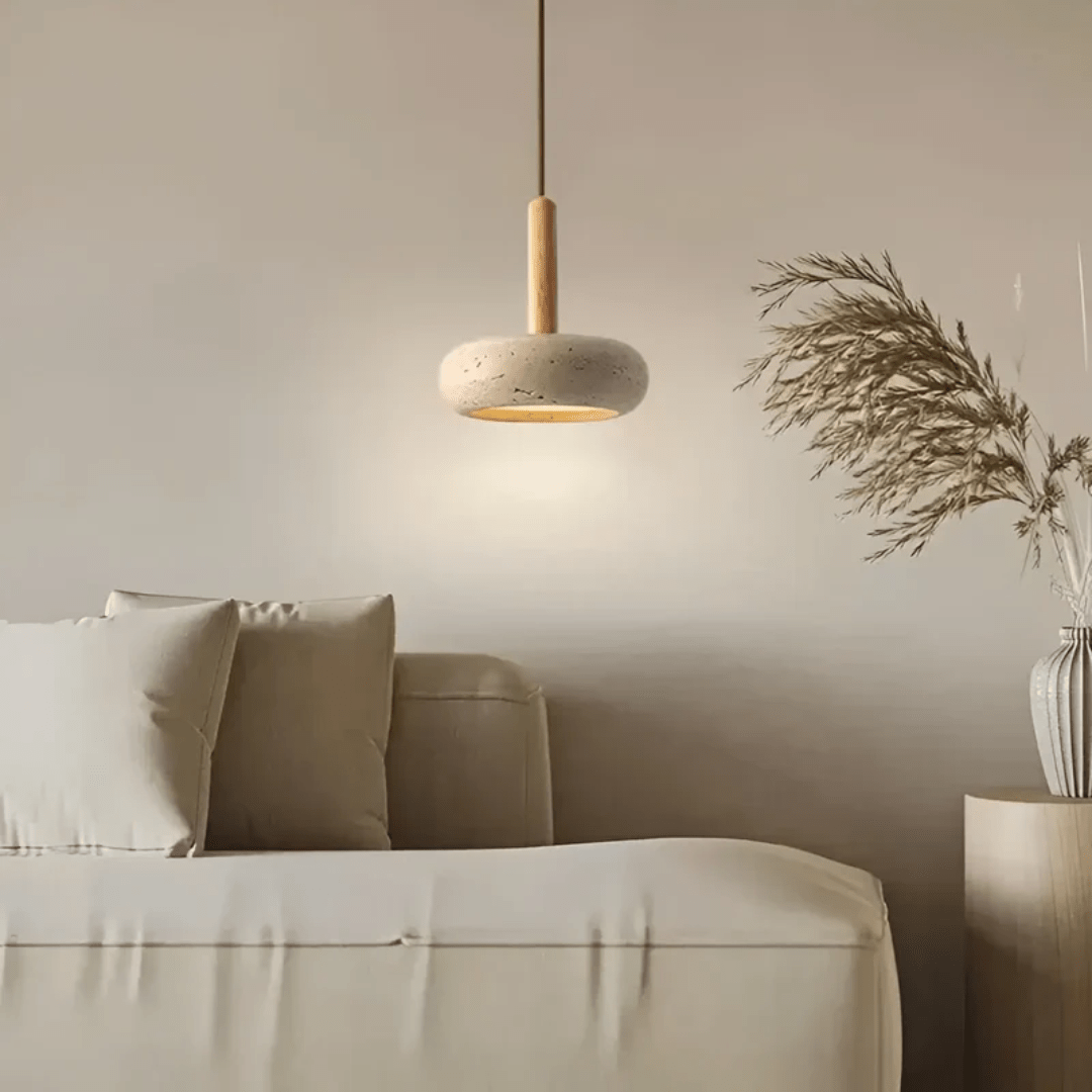Wearclo | LED Retro Ceiling Light made of Wood & Stone for a Calming Atmosphere