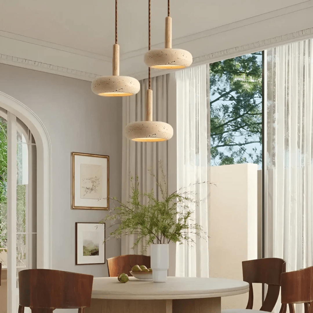 Wearclo | LED Retro Ceiling Light made of Wood & Stone for a Calming Atmosphere