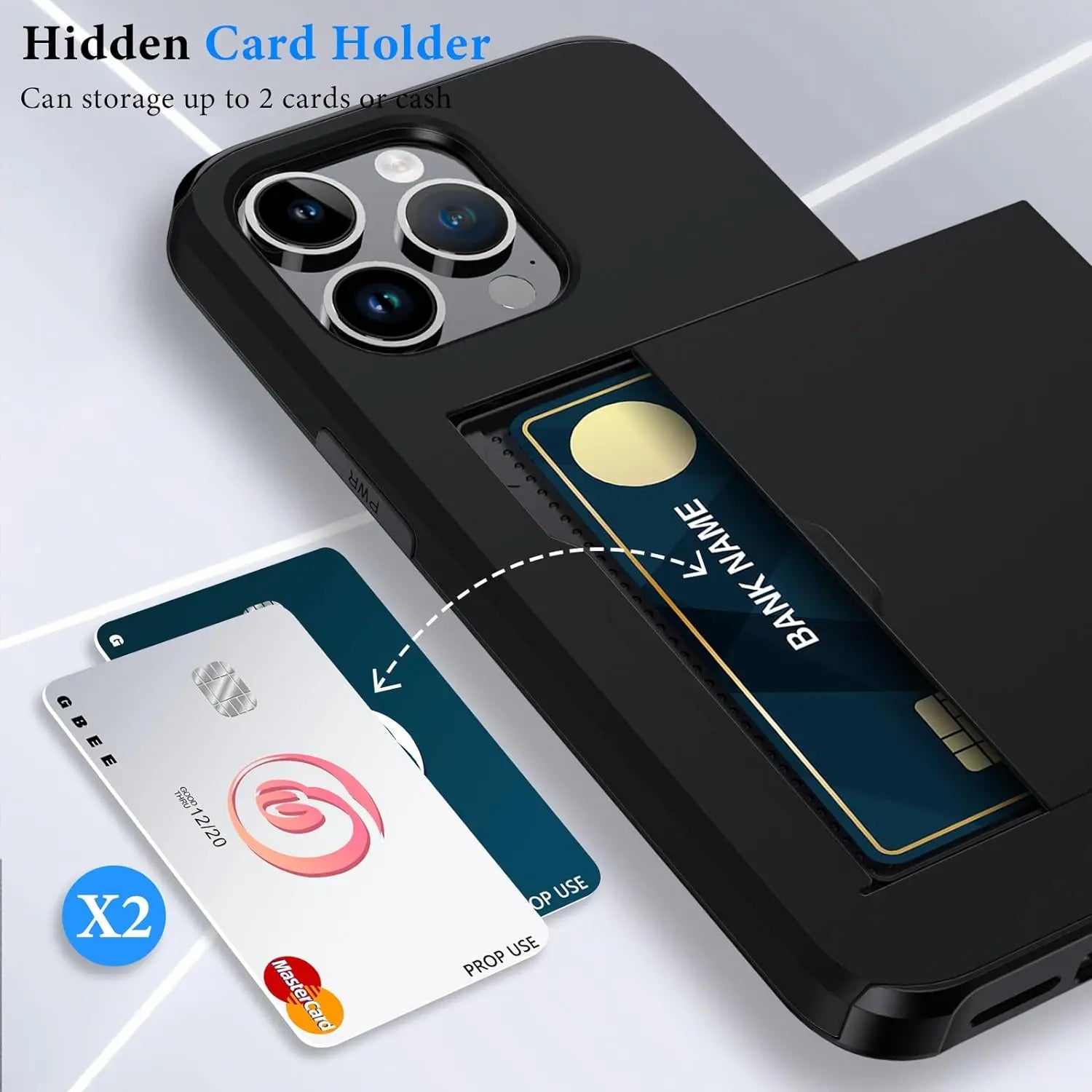 Wearclo | LuxShield iPhone Case with Card Holder | Slim Design | Card Storage | Protection & Style
