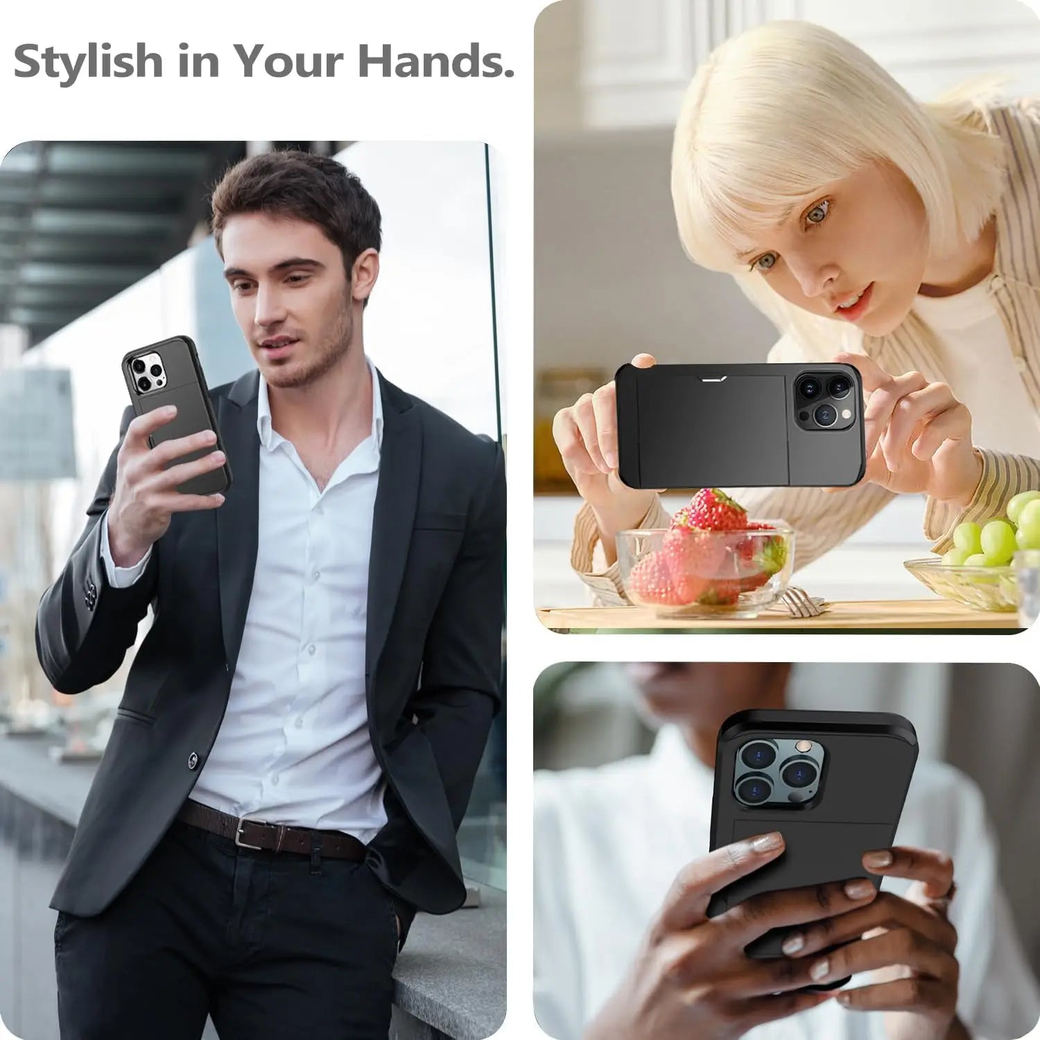Wearclo | LuxShield iPhone Case with Card Holder | Slim Design | Card Storage | Protection & Style