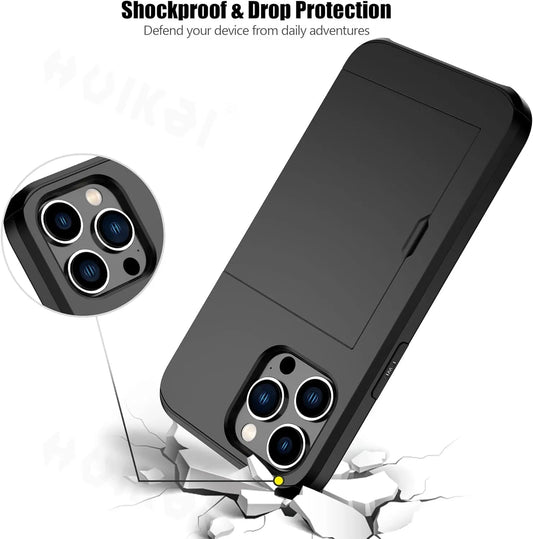 Wearclo | LuxShield iPhone Case with Card Holder | Slim Design | Card Storage | Protection & Style