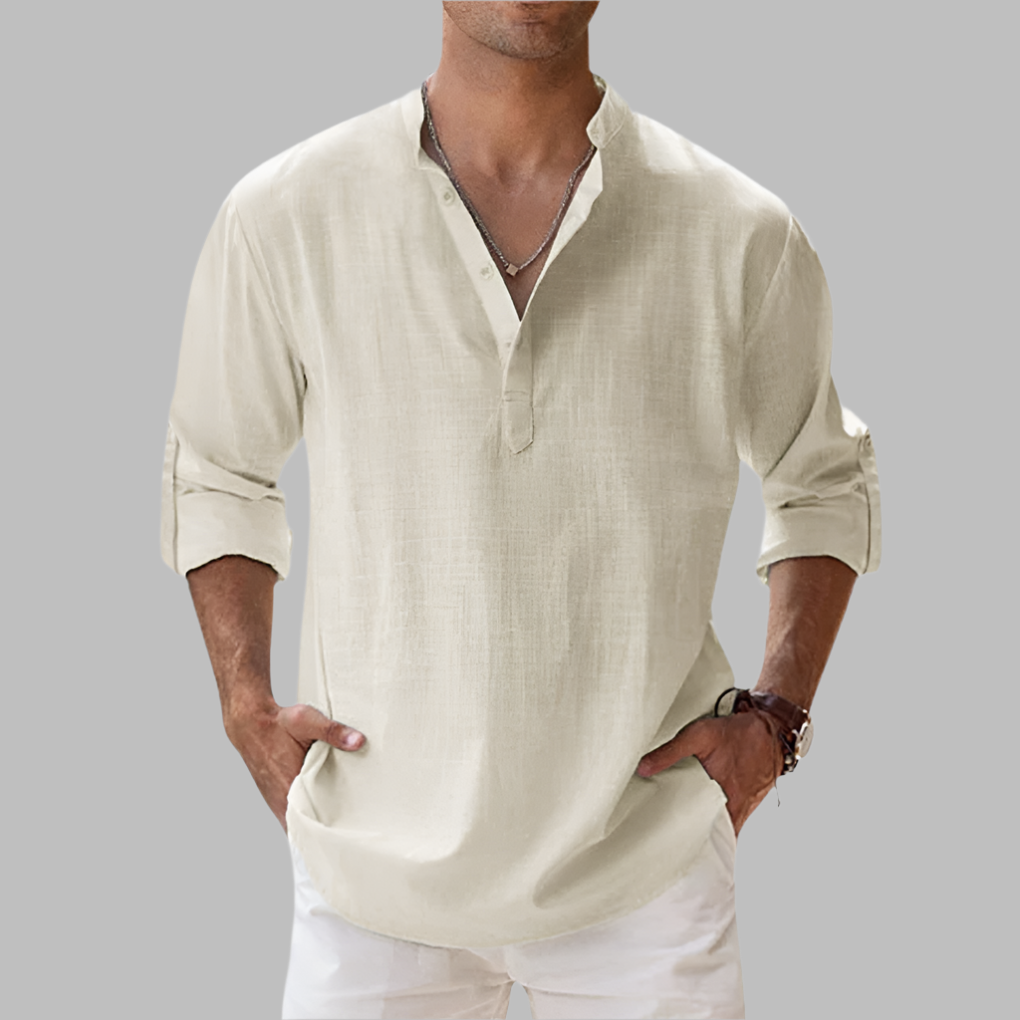 Wearclo | Men's Band Collar Henley Shirt