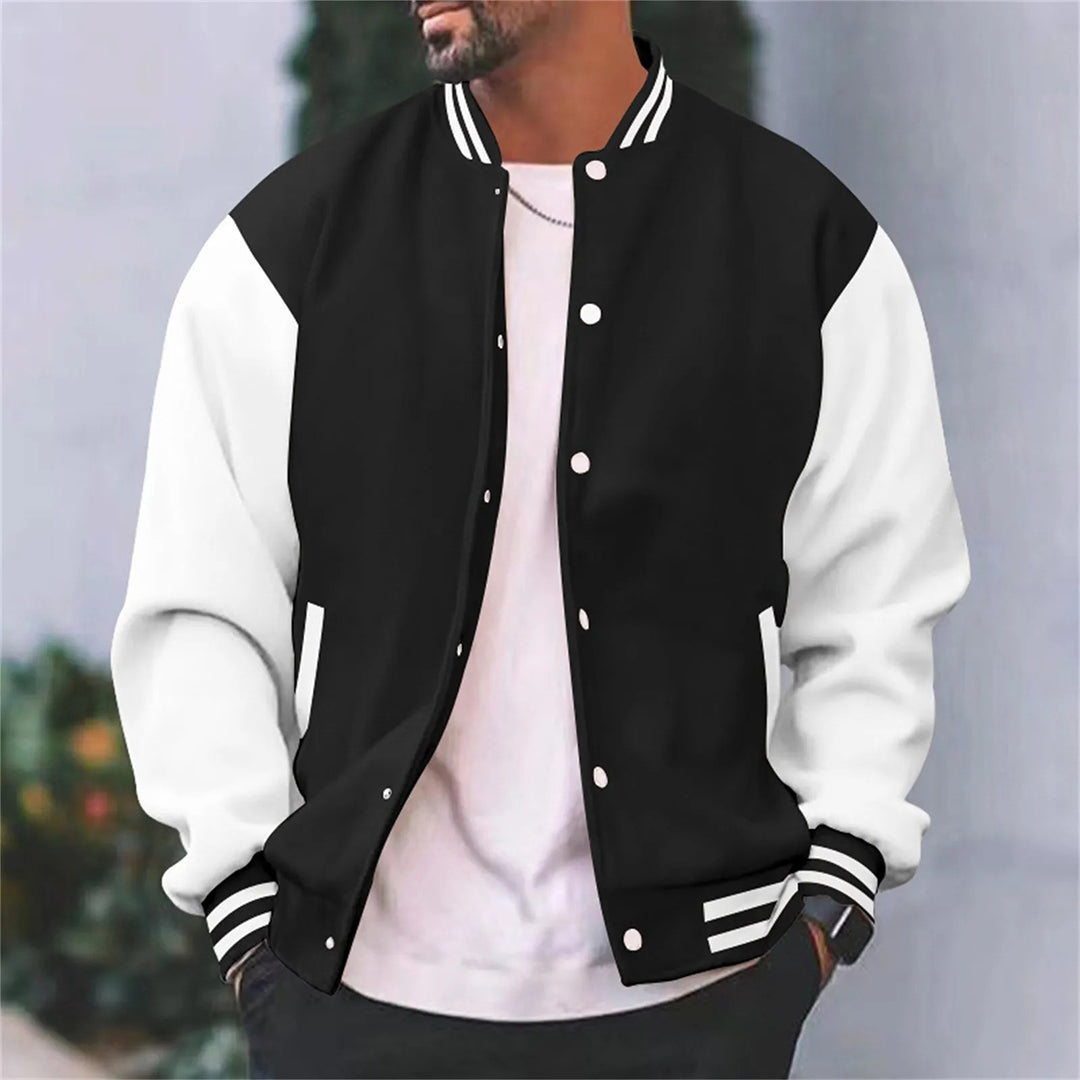 Wearclo | Men's Baseball Bomber Jacket with Contrast Sleeves