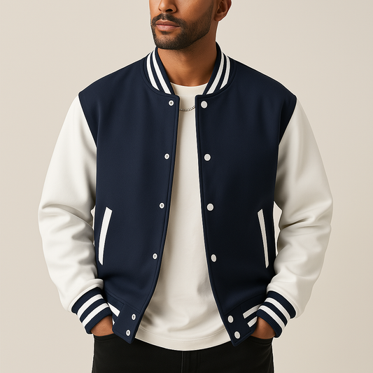 Wearclo | Men's Baseball Bomber Jacket with Contrast Sleeves