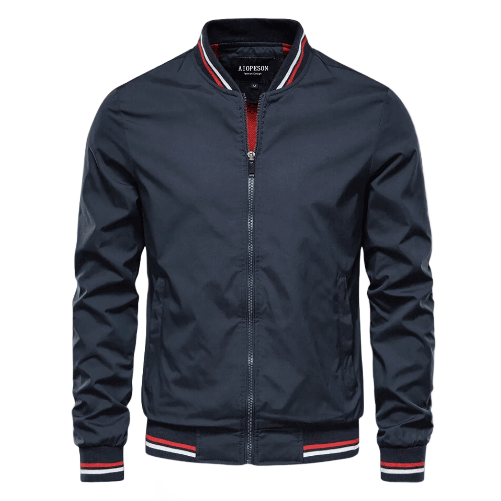 Wearclo | Men's Bomber Jacket with Striped Collar