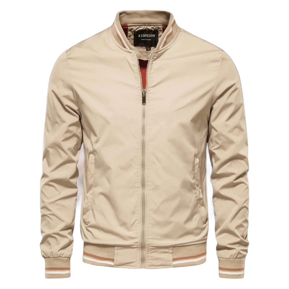 Wearclo | Men's Bomber Jacket with Striped Collar