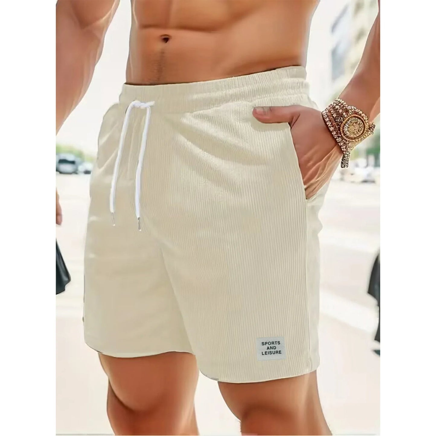 Wearclo | Men's Corduroy Shorts with Drawstring