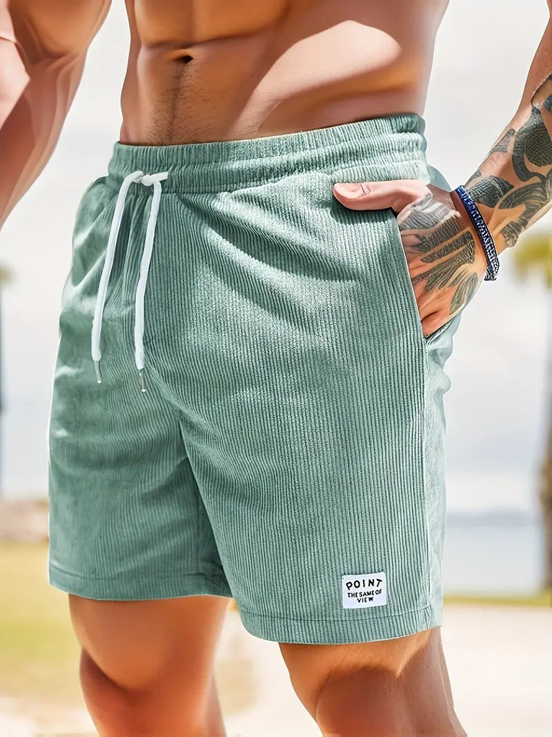 Wearclo | Men's Corduroy Swim Shorts with Drawstring
