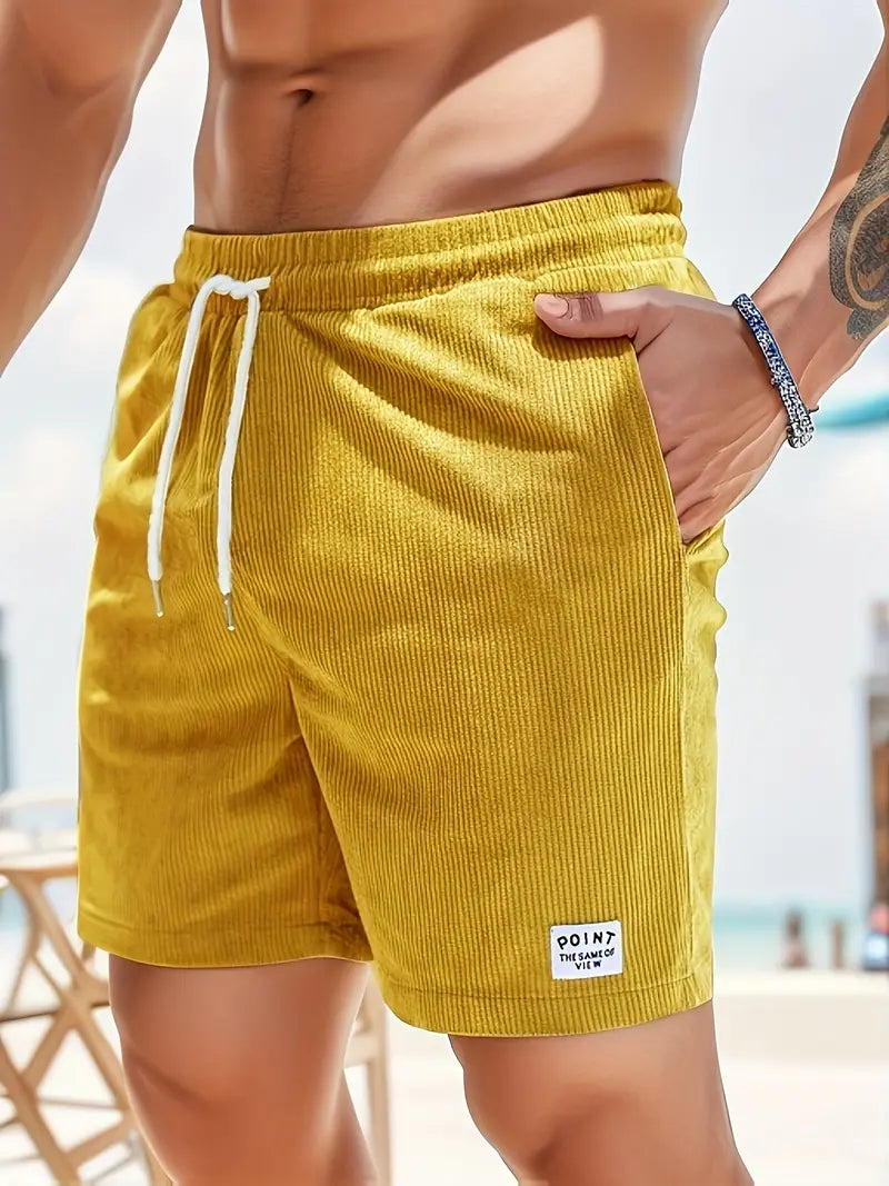 Wearclo | Men's Corduroy Swim Shorts with Drawstring